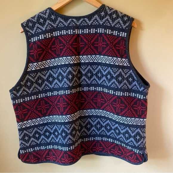 Coldwater Creek Wool Blend V Neck Lined Mixed Pattern Vest Women’s Large - Picture 4 of 9